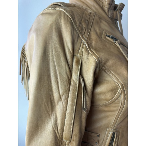 *Flawed Harley Davidson Women's Calamity Fringe Leather Jacket Brown Medium - Picture 11 of 16